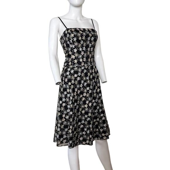 Helen Wang y2k Vintage Floral Embroidered A-Line Spaghetti Strap Dress US 2 - Picture 1 of 5